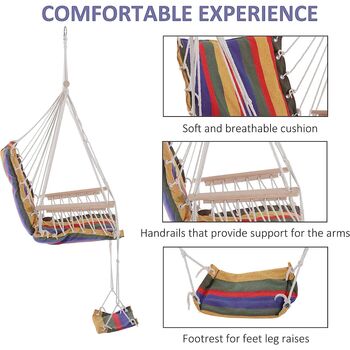 Hanging Rope Chair Hammock Padded Seat And Backrest, 5 of 11