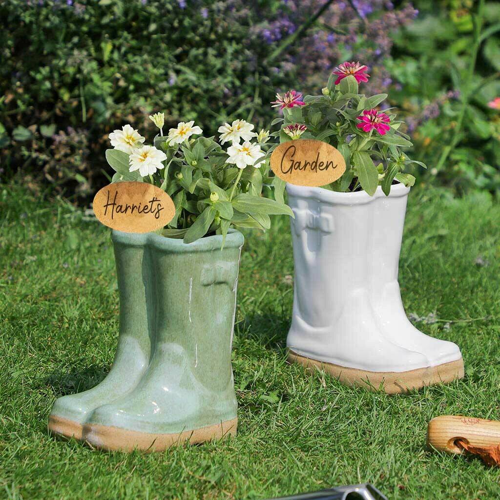 Personalised Mini Welly Boot Garden Planters By Dibor
