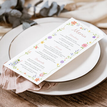 Whimsical Wildflower Menu Cards, 4 of 5