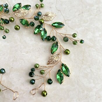 Peridot Green Crystal Hair Vine, 3 of 6