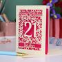 Personalised 21st Birthday Card Papercut Flower Design, thumbnail 2 of 6