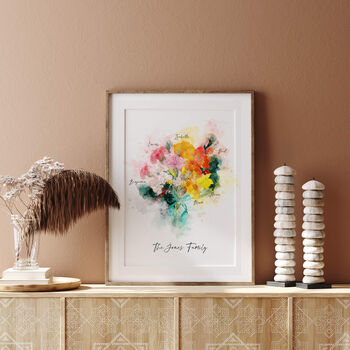 Family Birth Flower Bouquet Watercolour Print, 5 of 11