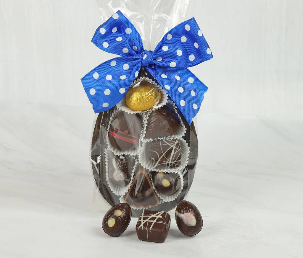 Dark Chocolate Easter Egg Shell With Seven Luxury Belgian Plain Chocolates, 1 of 3