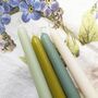 Eight Tapered Dinner Soft Greens Colour Mix Candles | Scandi Colours, thumbnail 1 of 3