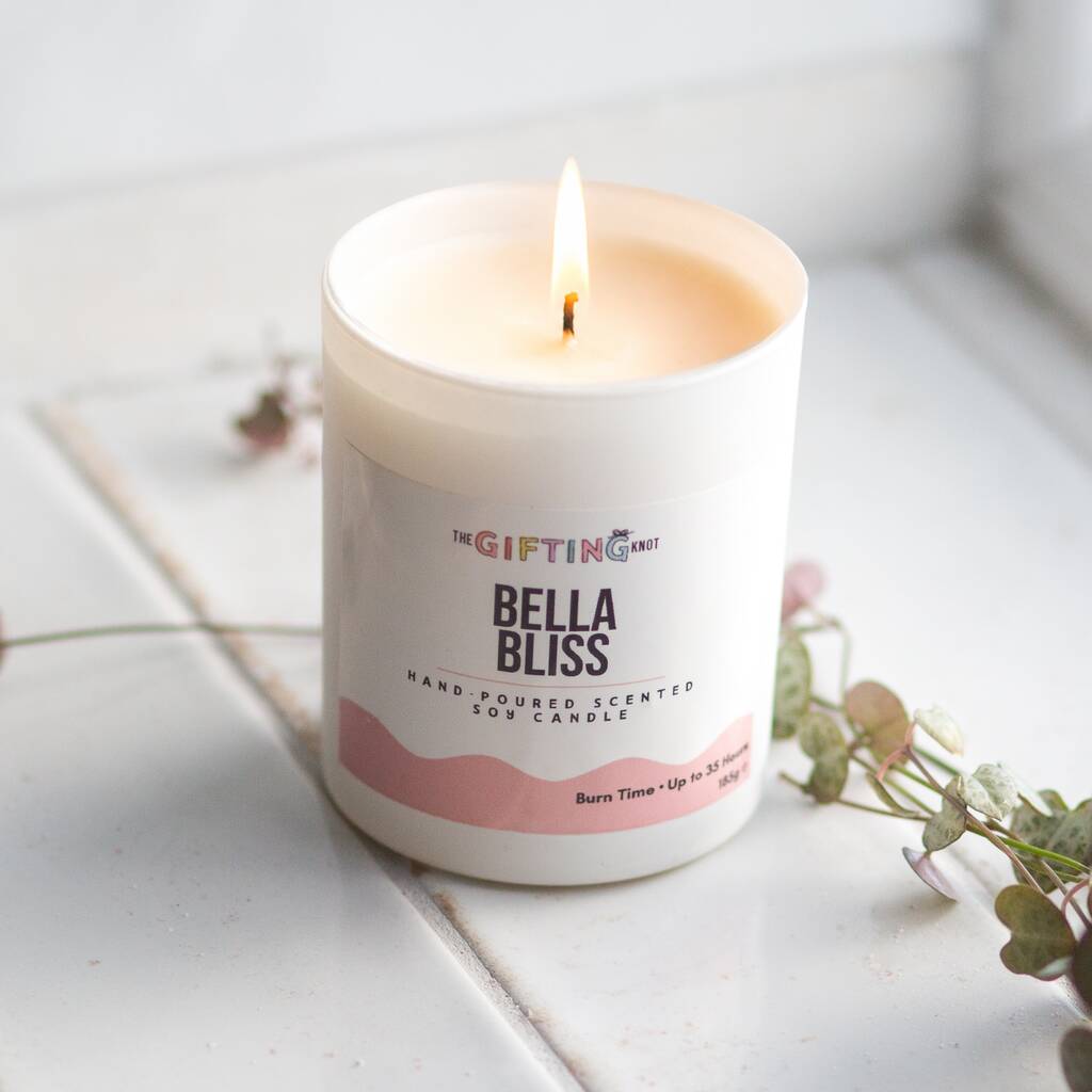 Bella Bliss Soy Wax Candle – Vanilla Floral Musk Home Fragrance, 1 of 6