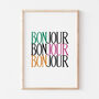 Bonjour French Hello Typography Wall Art Print, thumbnail 3 of 5
