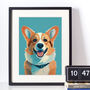 Corgi Illustration Portrait Art Print, thumbnail 2 of 3