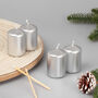 G Decor Set Of Four Varnished Silver Pillar Candles, thumbnail 1 of 5