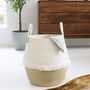 White Cotton And Jute Storage Basket With Tassels, thumbnail 4 of 4