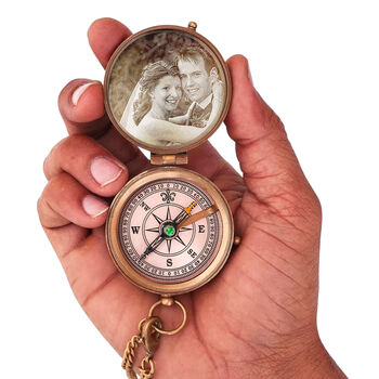 Personalised Picture Photo Engraved Wedding Anniversary Compass Gift, 4 of 12