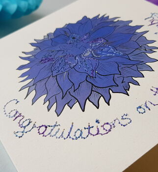 Personalised Dahlia Flower Embellished Card, 7 of 7