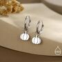 Cute Pumpkin Huggie Hoops Earrings In Sterling Silver, thumbnail 1 of 11