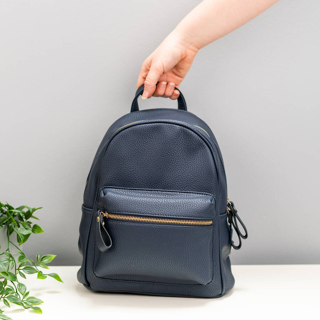 Personalised Vegan Leather Double Zip Backpack By Posh Totty Designs