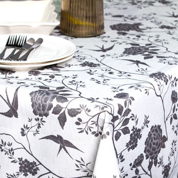 Luxury Linen Like Floral Tablecloth Cecylia Natural, 4 of 6