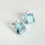 Blue Topaz Crystal Stud Earrings, thumbnail 4 of 5