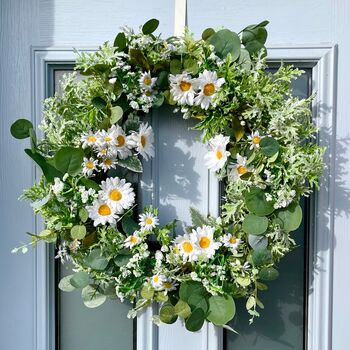 Large White Daisy And Eucalyptus Floral Wreath, 8 of 8