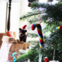 Handmade Felt Rainbow Candy Cane Christmas Decoration, thumbnail 3 of 3