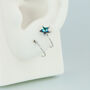 Sterling Silver Blue Star Spiral Hoop Earrings, thumbnail 1 of 4