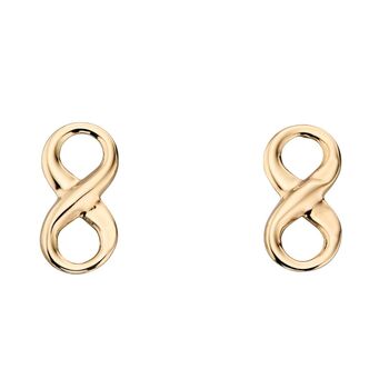 9ct Yellow Gold Infinity Symbol Stud Earrings, 2 of 3
