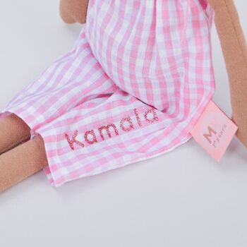 Personalised Soft Doll In Gingham Outfit, 2 of 5
