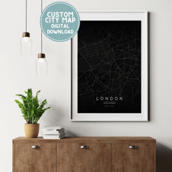 Custom Digital Map Print Black And White Multiple Sizes, 2 of 3