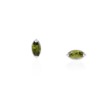 Green Tourmaline Leaf Stud Earrings, 7 of 9