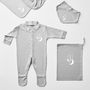 Moon And Star Personalised Baby Sleepsuit, thumbnail 6 of 12