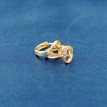 Gold Open Heart Huggie Hoops, Heart Cz Hoops, Minimalistic Hoops, 4 of 7