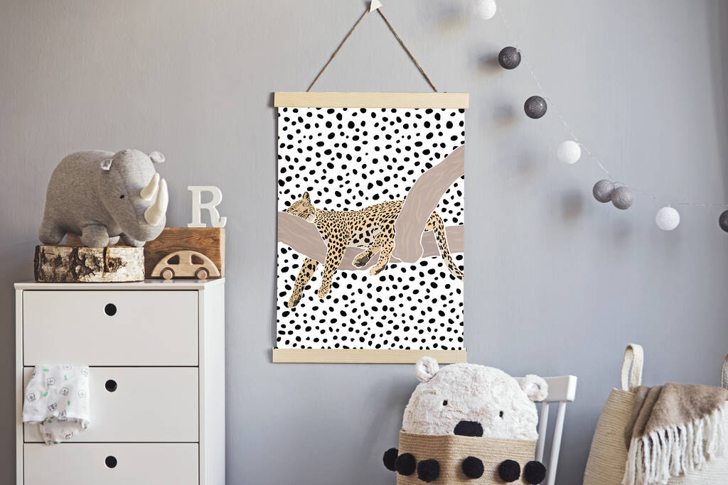 Leopard Sleeping Nursery Children's Art Print By Sarah Manovski Art