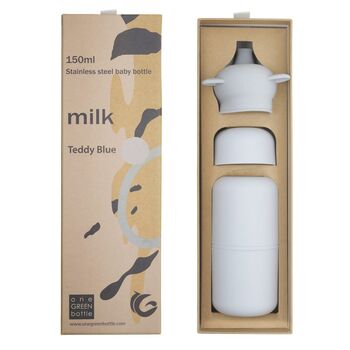 150ml Blue Stainless Steel Baby Adaptive Bottle, 3 of 11