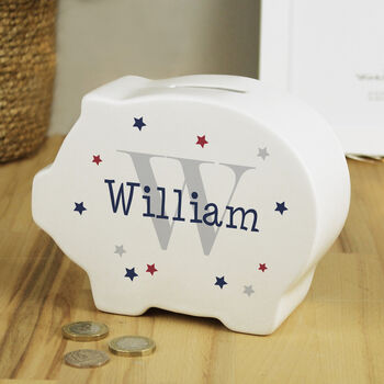 Initial And Stars Personalised Piggy Bank, 2 of 2