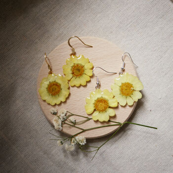 Yellow Flower Sterling Silver Or Gold Plated Earrings, 5 of 7