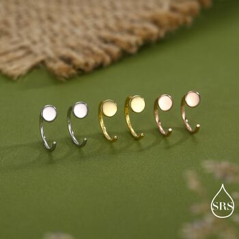 Tiny Dot Huggie Hoop Earrings In Sterling Silver, 6 of 11