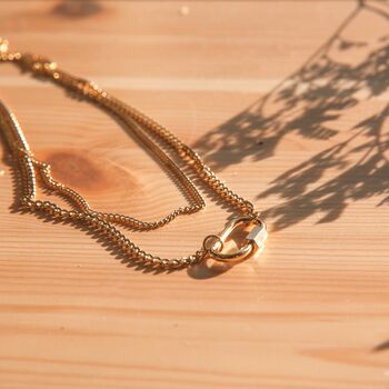 Layered Gold Carabiner Necklace With Double Chain, 6 of 7