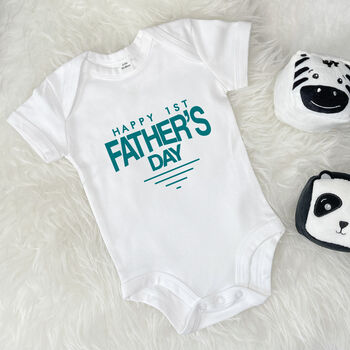 Happy 1st Father's Day Badge Babygrow, 9 of 10