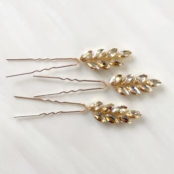 Champagne Gold Crystal Hair Pins, 5 of 5