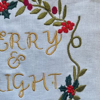 Merry And Bright Embroidered Banner, 6 of 10