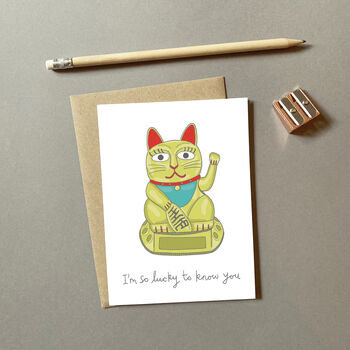 Lucky Cat Greeting Card, 2 of 2