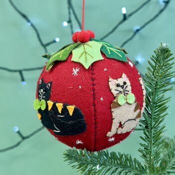 Personalised Cat Lover Felt Bauble, 2 of 2
