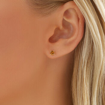 9ct Gold November Citrine Birthstone Stud Earrings, 2 of 4