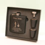 Engraved Black Hip Flask With Fisherman Design, thumbnail 2 of 6