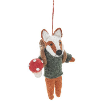 Handmade Felt Frankie Foraging Fox Decoration, 2 of 5
