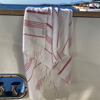 St Ives, Striped Peshtemal Towel Red, 10 of 12