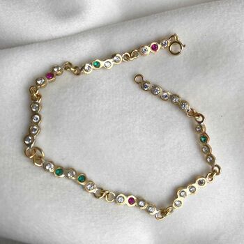 Disco Dots Diamond Emerald And Sapphire Tennis Bracelet, 3 of 8