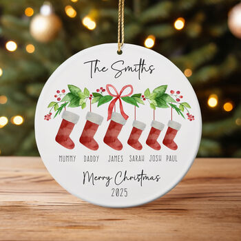 Personalised Christmas Stockings Family Bauble, 2 of 5