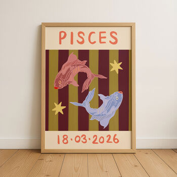 Horoscope Kids Personalised Birthday Art Print, 7 of 12