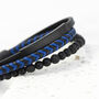 Personalised Men's Black Stone And Blue Cord Bracelet, thumbnail 4 of 5