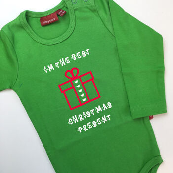 Personalised Best Christmas Present Babygrow/T Shirt, 4 of 12