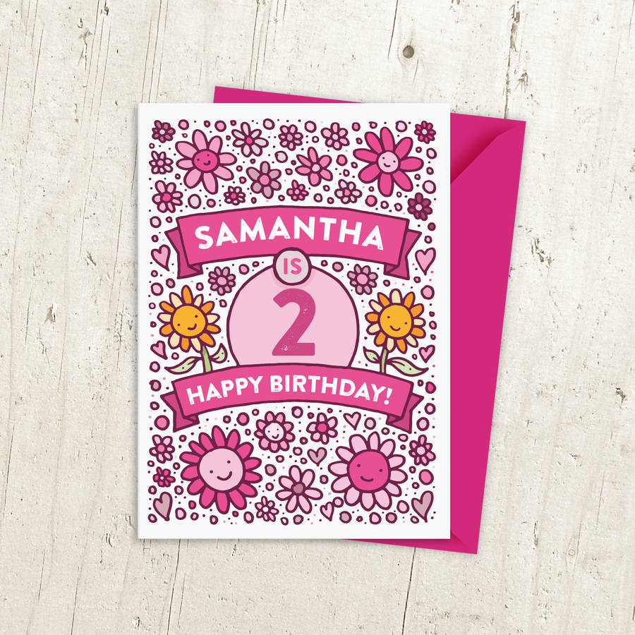 2nd Birthday Personalised Flower Card By A is for Alphabet