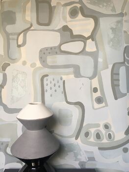 Cubist Jigsaw Wallpaper Soft Dove Grey, 2 of 7